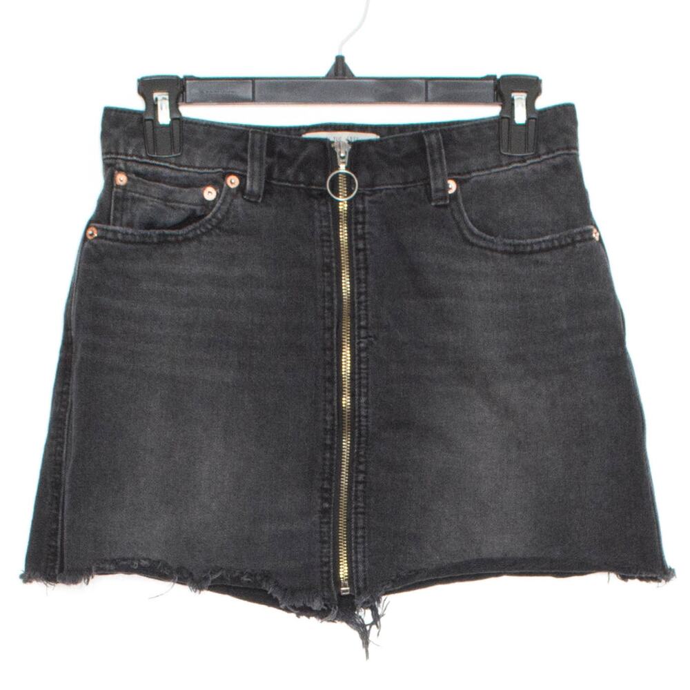 We The Free People Denim Skirt Y2K Mini Grunge Edgy Streetwear Festival Black 26